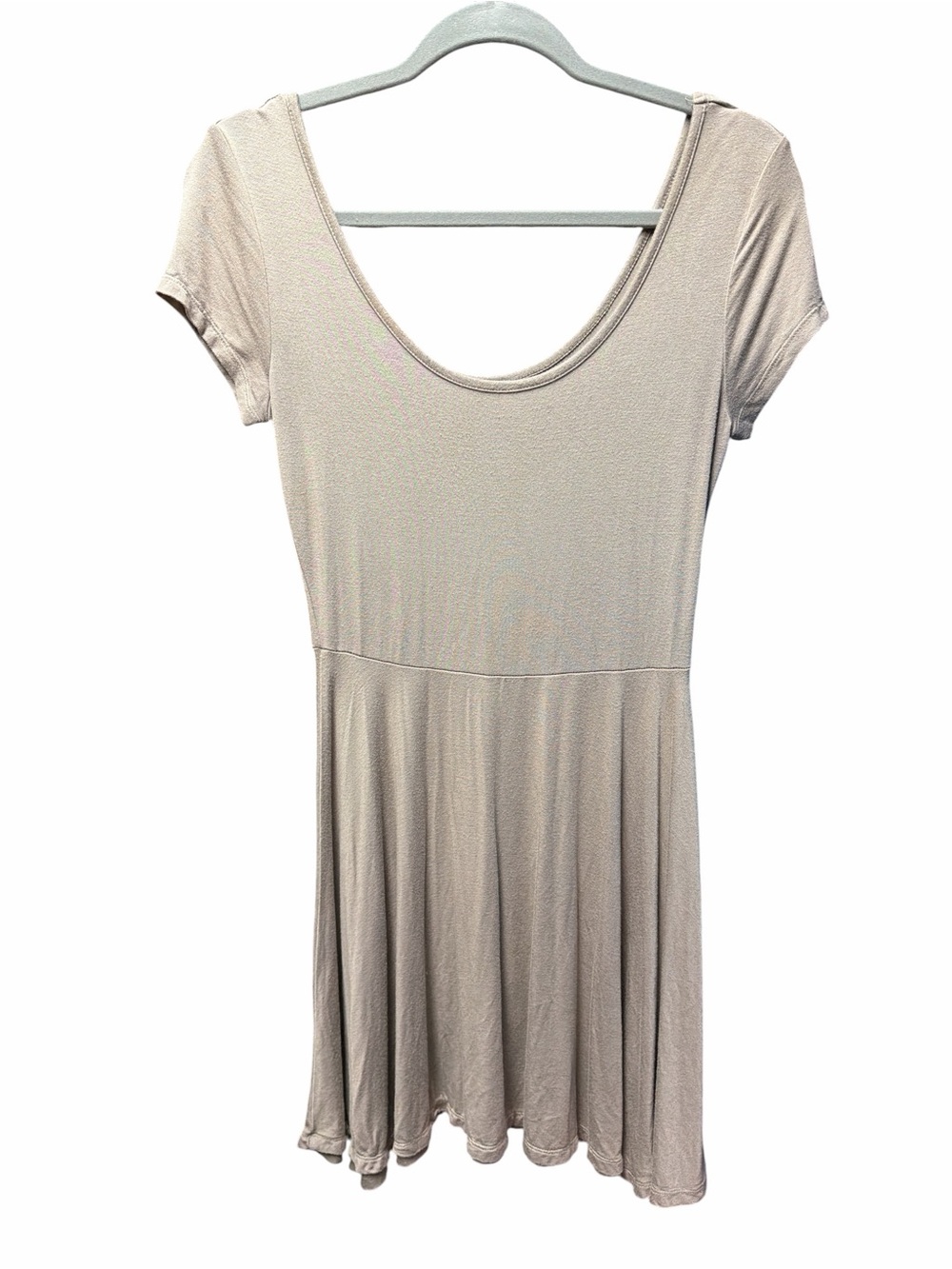 DNA Couture Basic Scoop Neck Short Sleeve Dress - Beige size small